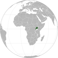 Uganda's location on map of Africa